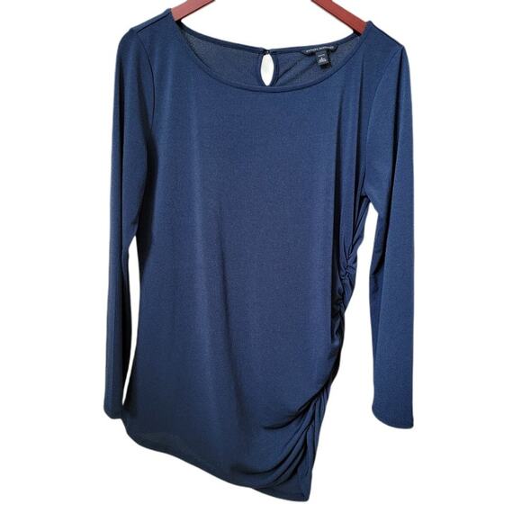 Banana Republic Tops - Banana Republic Petite Ruched Long Sleeve Navy Blue Top